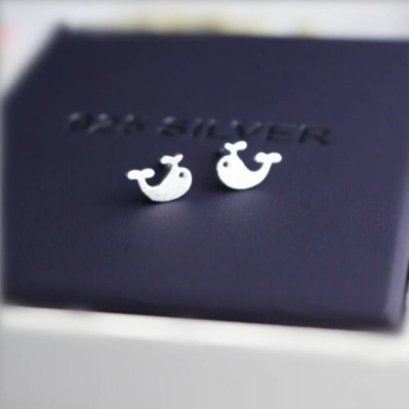Jewelry - NWOT 925 Sterling Silver Lucky Whale Stud Earrings